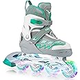 OBENSKY Adjustable Inline Skates for Girls and Boys, Fun Illuminating Inline Skates for Kids Ages 5-8 8-12, Roller Skates for Youth Beginners - Includes Free Skate Bag