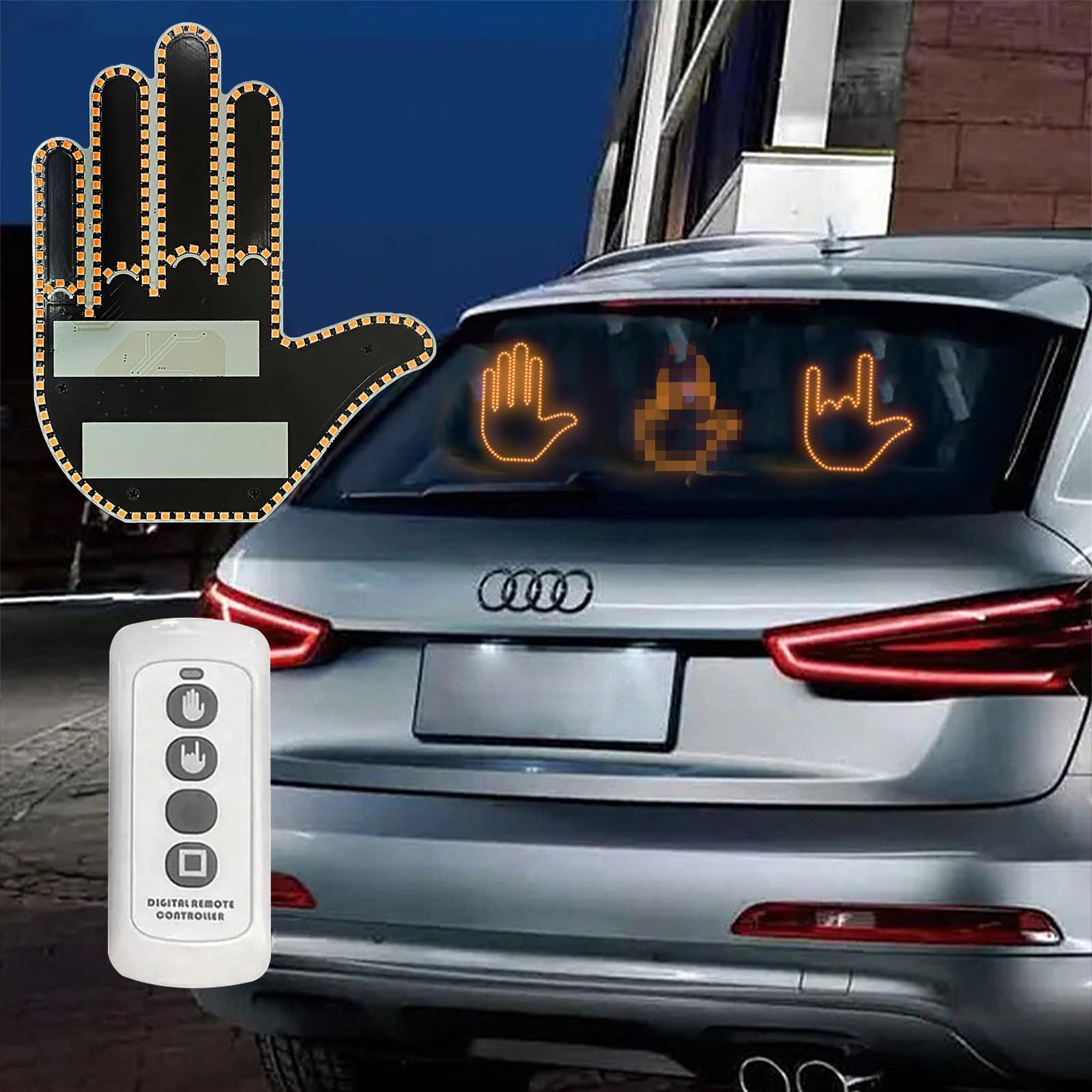 Finger Gesture Light, Funny Led Hand Sign with Remote, Glowgesture for Car Truck - Ideal Gifted Car Accessories, Truck Accessories (FGL-240Z)