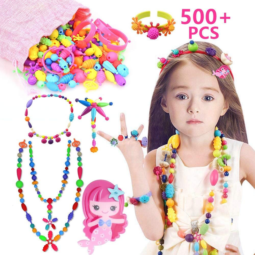 Conleke Pop Snap Beads Set 500 PCS for Kids Toddlers Creative DIY