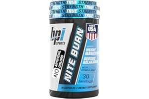 BPI Sports Nite Burn Fat Burner for Women & Men - Bed Time Fat Burner & Sleep Support – Nighttime Relaxation & Metabolism Booster – Keto Friendly, Weight Loss – 30 Servings – 640mg, Capsules