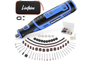 LINSTAINE 8V Cordless Rotary Tool Kit with 135pcs Accessories, 2.8Ah Battery Rechargeable Engraving Pen with LED Light, 5-Speed 30000RPM Power Rotary Tools for Drilling Grinding Sanding Polishing Cutting