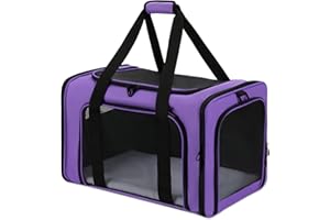 Pnimaund Pet Carrier Airline Approved, Soft Sides Cat Carrier for Puppy and Kitten, Travel Pet Carrier Suitable for Small Medium Cats Dogs up to 15 Lbs, Sturdy, Durable, Medium-Purple