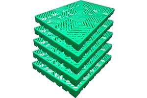LXSEHN Plastic Pallet, 5pcs 23.6x15.7x2IN Green Waterproof Storage Grid Pad, Lightweight Nestable Floor Pallets, HDPE Breathable Grids Article Racks for Garage Supermarket Basement, Countertop Tray