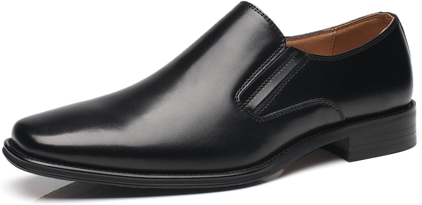 Men's Leather Dress Shoes Slip On Plain Toe Loafer Shoes Men Formal Classic Comfortable Business Shoes