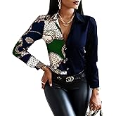 Blouses for Women Dressy Casual Colorful Long Sleeve Shirt Floral Print Tops Loose Collar Sexy T-Shirts Fashion 2023