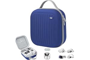 Krypthos Hard Carrying Case Compatible with Meta Quest 3S/Quest 3/Quest 2/Vision Pro, Portable VR Gaming Headset and Touch Controllers Case with Lens Protector, Suit for Travel and Home Storage (Blue)
