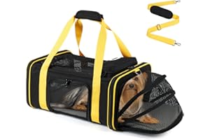 pidipiti 18.5''(L) x13.5''(W) x9.5''(H) Southwest Airlines Approved Expandable pet Carrier,for Extra-Small Dog Puppy cat Weight up to 8 lbs and Length up to 17.5''(Black)