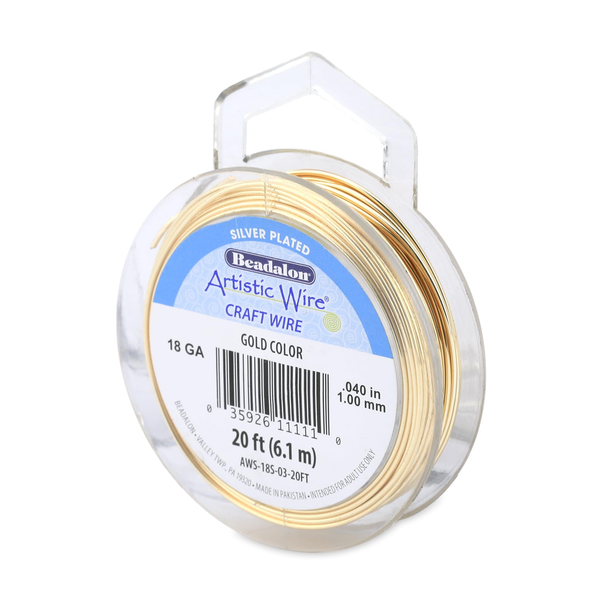 Beadalon 20 ft Artistic 18-Gauge Wire, Gold