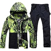 RIUIYELE Men's Ski Jacket and Pants Set Insulated Waterproof Snowsuits Winter Warm Outdoor Skiing Snowboard Jackets for Men