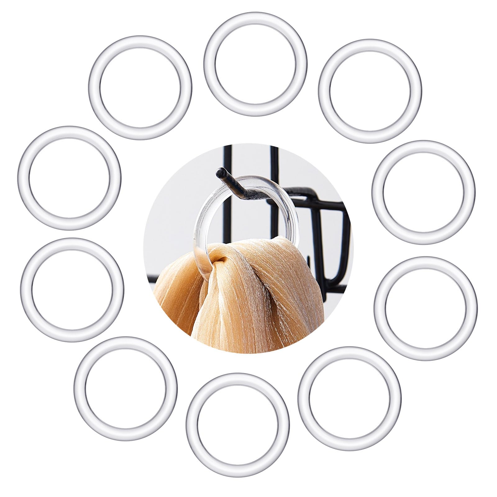 Photo 1 of Kritkin 200 Pcs Plastic Scarf Rings for Crafts DIY 1-5/8" Clear Scarf Hanger O Napkin Rings Bulk Acrylic Curtain Hangers Accessories