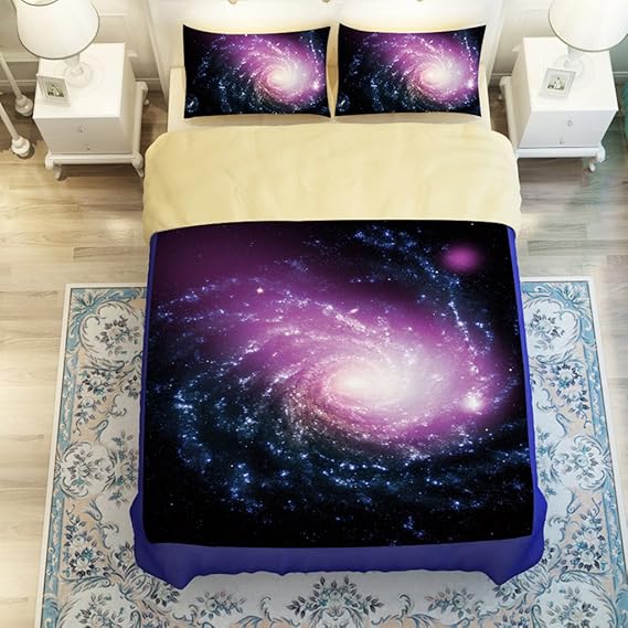 Galaxy Bedding Set Pink Galaxy Duvet covet set Night Sky Gradient Stars