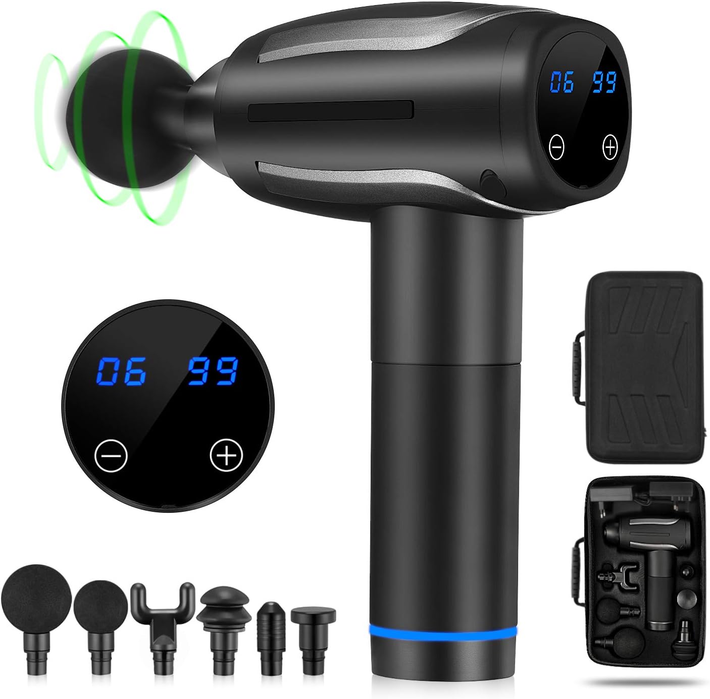 Massage Gun Muscle Relief Massager with 6 Massage Heads 6Speed Adjustment Electric Massager Gun