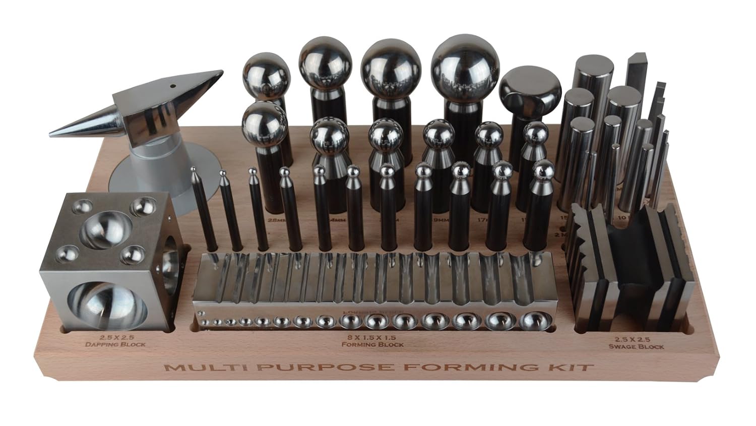 Set Metal Forming Tool Repair Multi-Purpose Dapping Swage 43-Piece w/Block, Making Forming Anvil, Metal Jewelry Forming Multi-Purpose Anvil, Set w/Block, Forming Repair Swage Making Dapping Tool Jewelry Metal Metal 43-Piece
