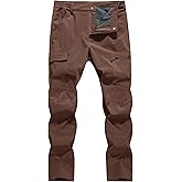 WENRONSTA Men's Snow Ski Hiking Pants Winter Fleece Lined Softshell Outdoor Waterproof Insulated Cargo Work Pants