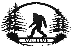 CINPIUK Bigfoot Wall Art Decor, Welcome Sasquatch Metal Sign Indoor Outdoor Farmhouse Christmas Wall Hanging Ornament Home Garden Yard Garage Decor Housewarming Gift, 14 Inch