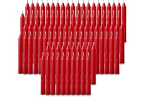 NORDICO CANDLELIGHTS 100 pcs Bulk Red Candles for Christmas Tree - Angel Chime Decorations - Christmas Pyramids Carousel - 4 inch X 1/2 inch Diameter - 1.5 Hour Burn Time.Unscented