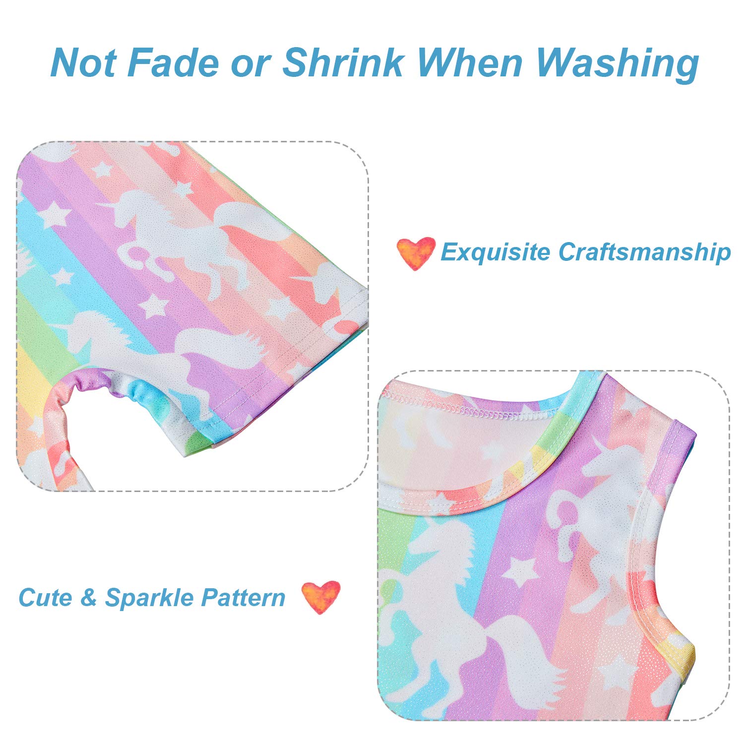 TUONROAD Gymnastic Leotards for Girls Rainbow Printed Pink Kids Ballet Leotards Sleeveless Shining Dance Bodysuit One Piece Jumpsuits Fancy Dancewear Costumes Stretch Leotards Age 5-6 Years