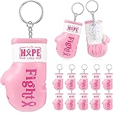 Landical Breast Cancer Awareness Keychains Boxing Glove Pink Ribbon Keychain PU Leather Breast Cancer Gift for Charity Event