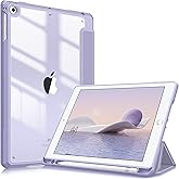 Fintie Clear Case for iPad 6th /5th Generation 9.7-inch, iPad Air 2 / Air 1 | Hybrid Slim Design, Shockproof Cover with Transparent Back Shell, Viewing &amp; Typing Angles, Pencil Holder, Lilac Purple