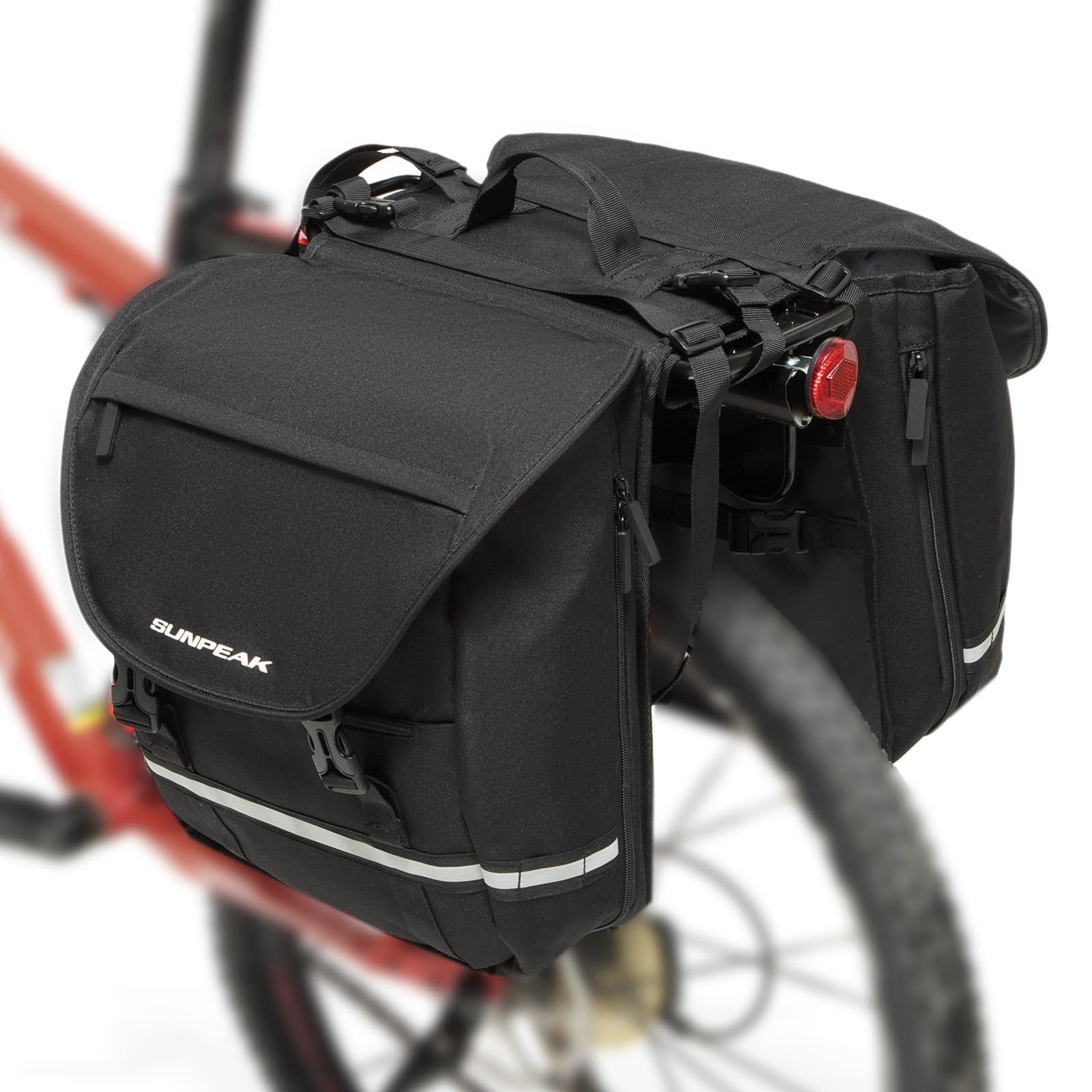 Photo 1 of Sunpeak Bike Bag Accessories Panniers for Bicycle Rear Rack Bag 36L Waterproof Mountain Electric Bike Saddle Bag for Cycling Traveling Commuting Black