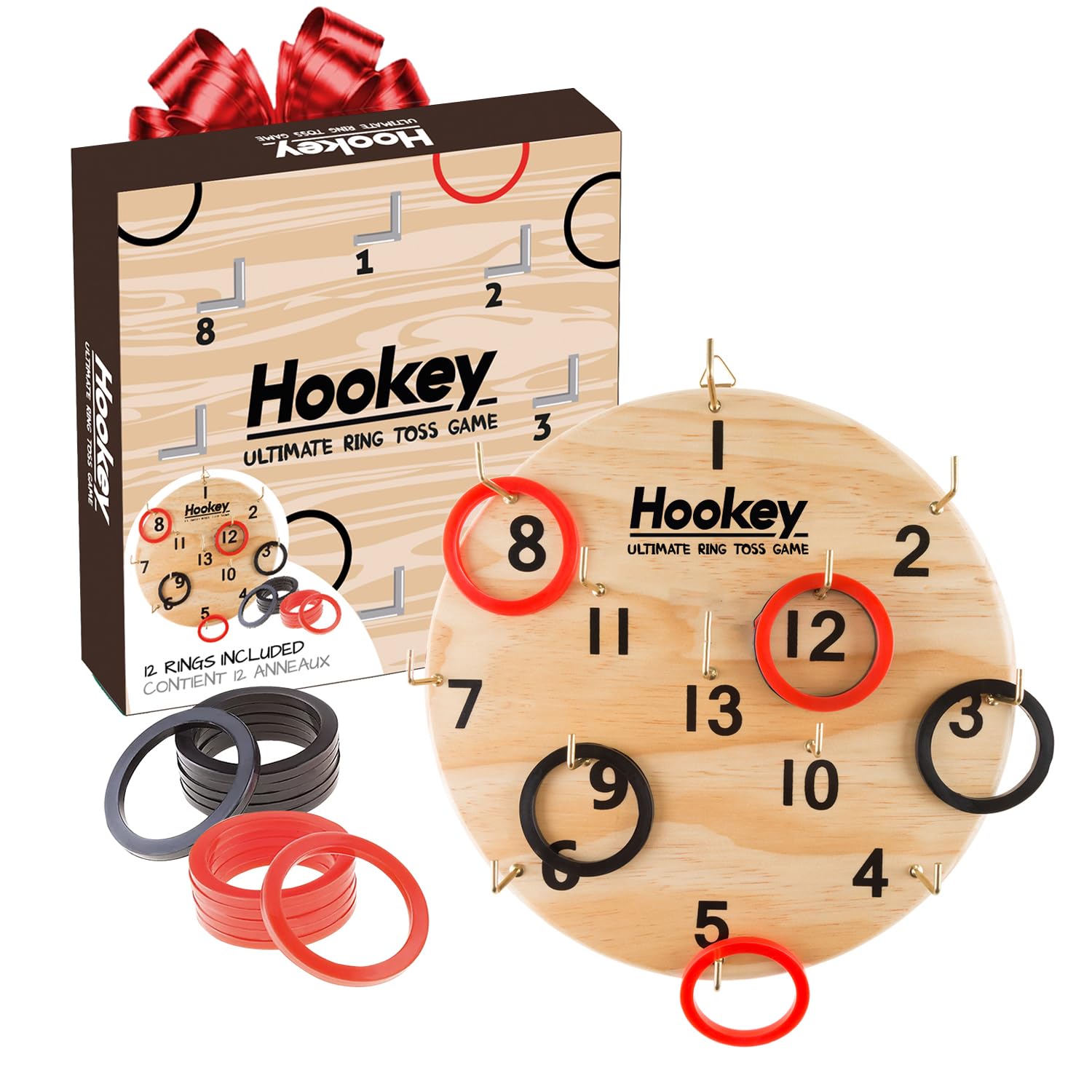 Hookey Game - Ring Throwing Game with Target - Wooden Skill Games for Children and Adults - Indoor and Outdoor Toy to animate Birthdays and Festivals - Darts