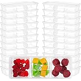Hushee 10 Pack 17 oz Small Meal Prep Containers with 3 Compartments Snack Containers with Lid Disposable Plastic Bento Box Travel Lunch Food Boxes Stackable for Office Picnic (Clear)