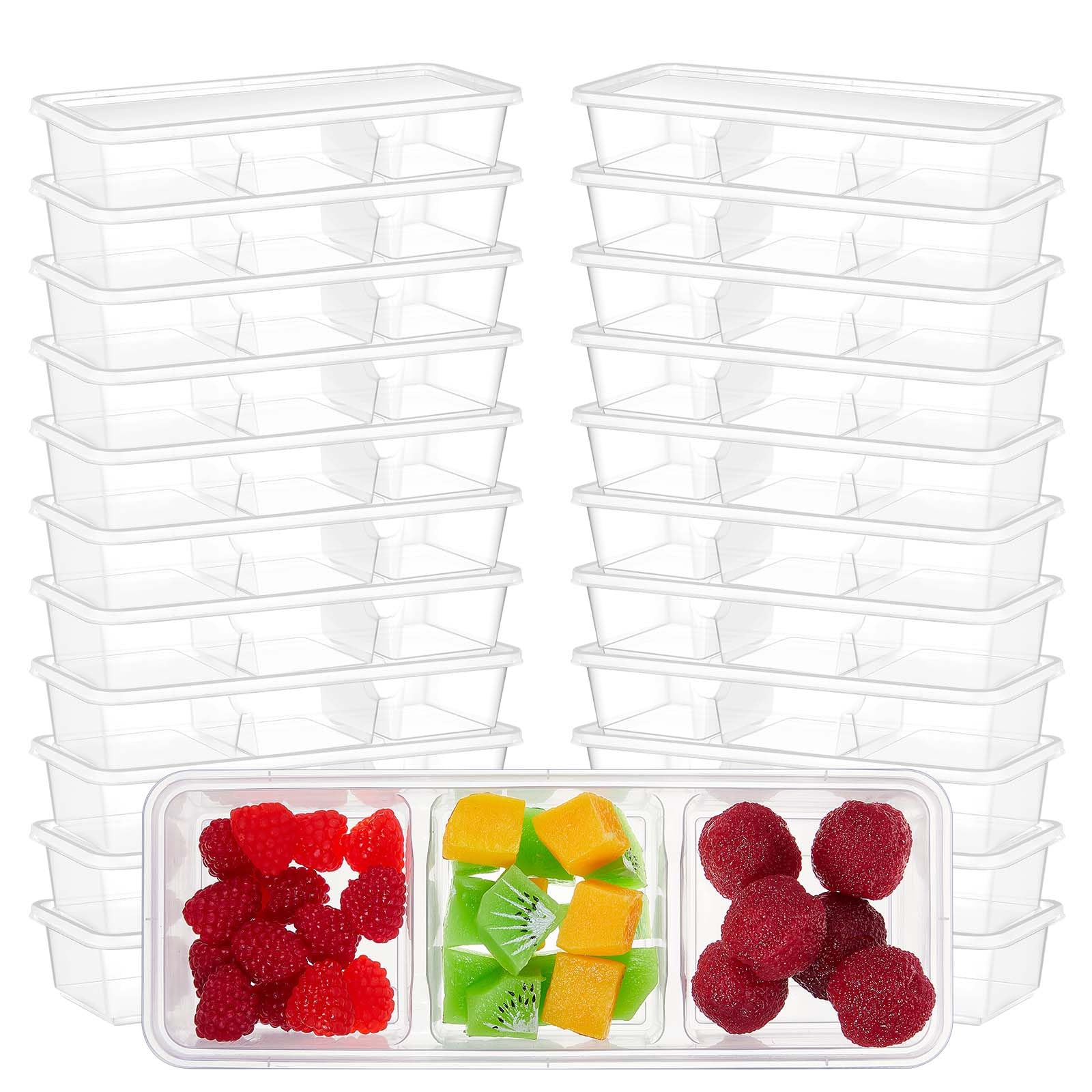 Photo 1 of Hushee 25 Pack 17 oz Small Meal Prep Containers with 3 Compartments Snack Containers with Lid Disposable Plastic Bento Box Travel Lunch Food Boxes Stackable for Office Picnic (Clear)