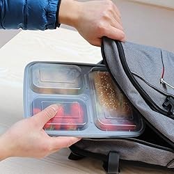 Enther Meal Prep Containers [12 Pack] 3 Compartment
