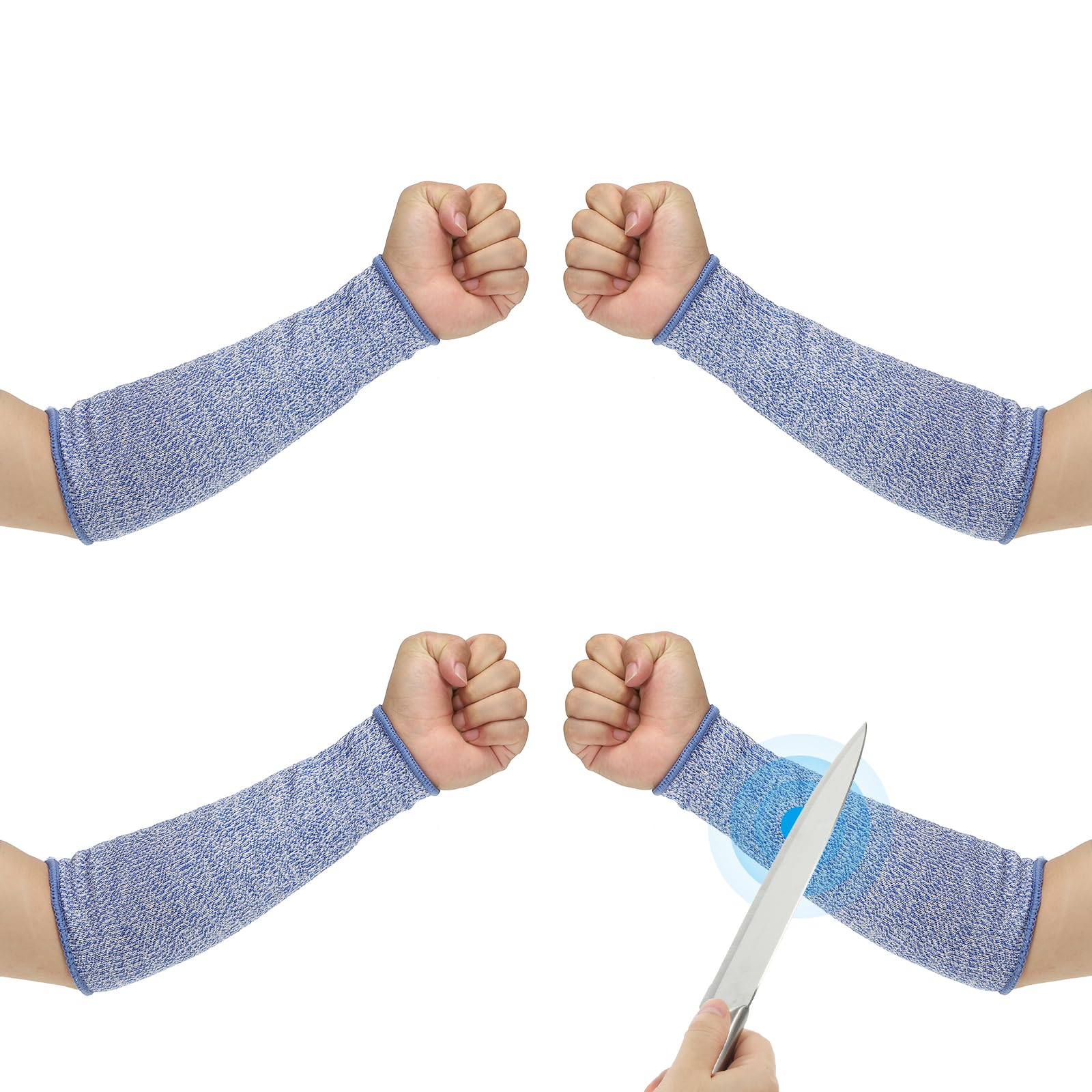 PATIKIL 8 Inch Cut Resistant Sleeve, 2 Pairs Arm Safety Protectors Sleeves Forearm Sleeve HPPE Level 5 Protection for Thin Skin and Bruising, XXS, Blue — image 1