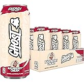 GHOST Energy Drink - 12-Pack, Raspberry Cream, 16oz Cans - Energy & Focus & No Artificial Colors - 200mg of Natural Caffeine, L-Carnitine & Taurine - Gluten-Free & Vegan