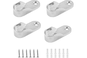Kyuionty 2 Pack Oval Closet Rod End Supports, Zinc Alloy Wardrobe Bracket Closet Rod Holder Pole Socket Fit for 15x30mm Oval Rods (3 Mounting Hole)