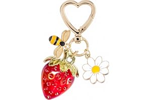 SIGZKK Cute Cherry Strawberry bag charms keychain purse accessories charm for women handbags Kawaii Flower Car Key Chain