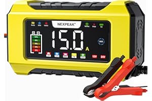 NEXPEAK NC215 15-Amp Battery Charger, Trickle Charger Car Battery Charger 12V 24V LiFePO4 Lead Acid Portable 9-Stage Smart Battery Maintainer w/Temp Compensation for Car Truck Lawn Mower Boat Marine