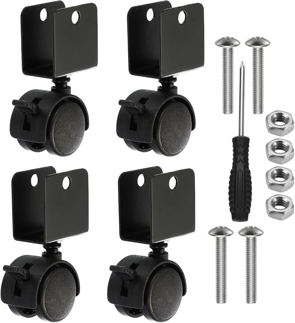 PATIKIL 4 Pack 1" Swivel Caster Wheel w/ Brake 7/9" U Bracket 33 Lbs Total
