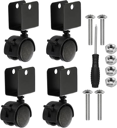 PATIKIL 4 Pack 1" Swivel Caster Wheel w/ Brake 7/9" U Bracket 33 Lbs Total