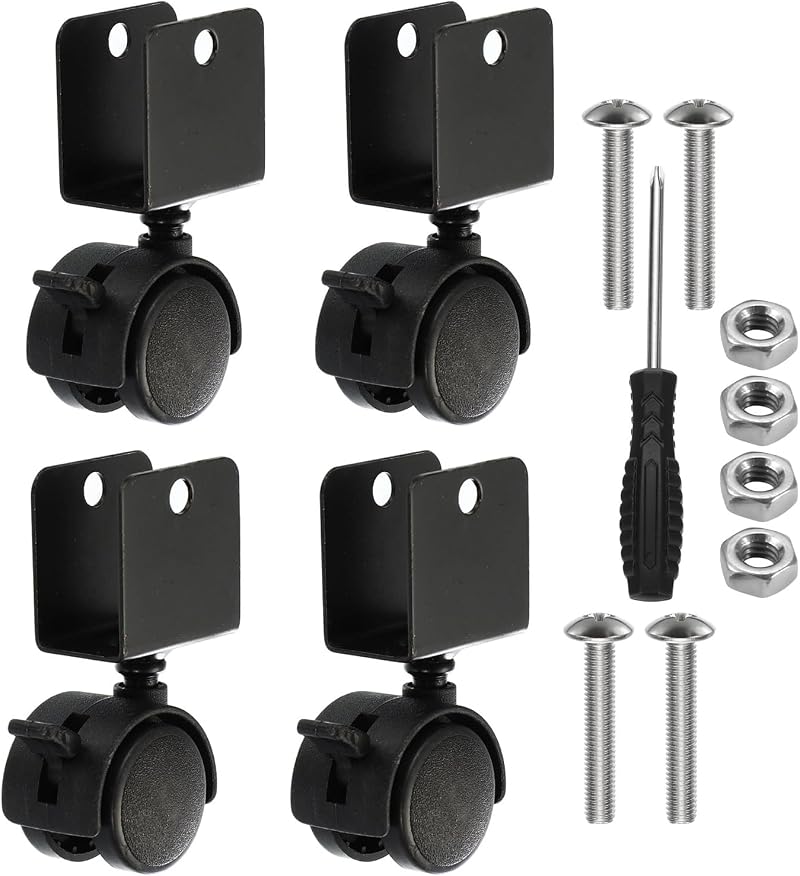 PATIKIL 4 Pack 1" Swivel Caster Wheel w/ Brake 7/9" U Bracket 33 Lbs Total