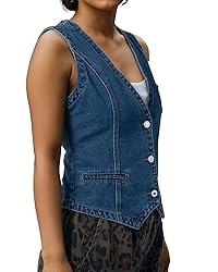 Ladyful Women's Classic Crop Denim Waistcoat Vest