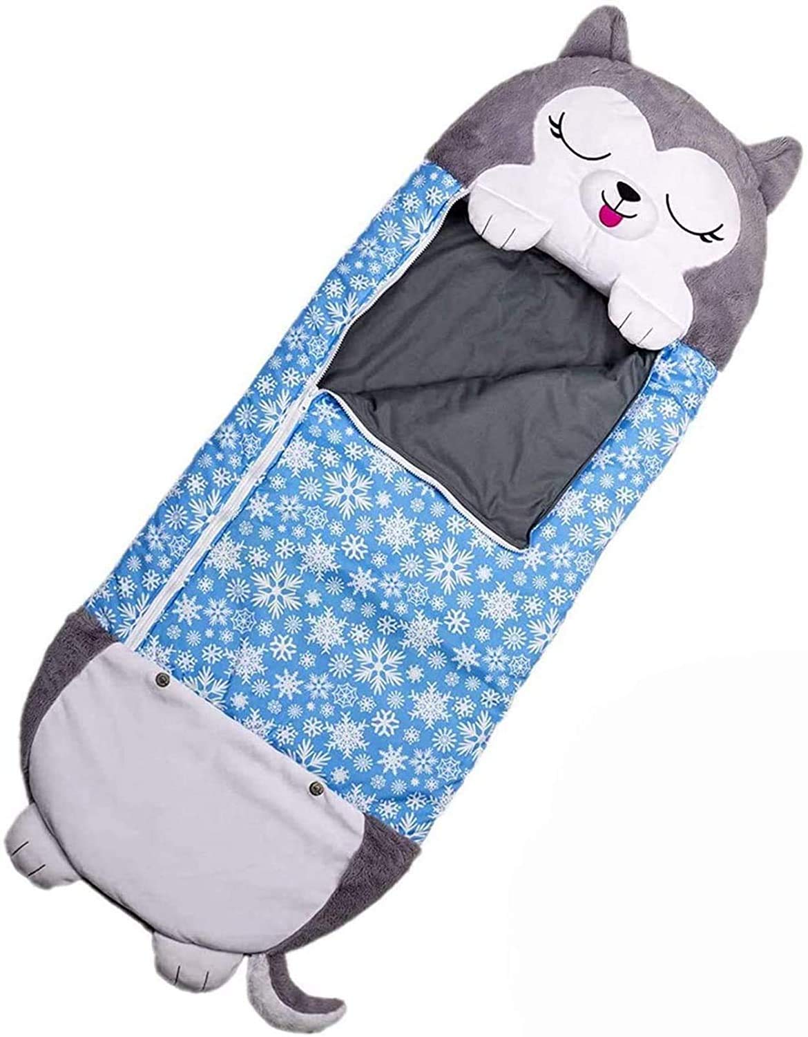 VARWANEO Happy Unicorn Nappers Sleeping Bag with Pillows, Multifunctional Animal Cartoon Sleeping Bag and Pillow Toys 55inx17.7inx3.9in (Husky)