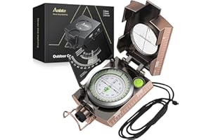 Anbte Hiking Compass, IP65 Waterproof Metal Compass with Sighting Clinometer and Carry Bag, Multifunctional, Portable, for Ca