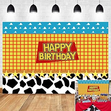 Amazon Com Cartoon Story Cow Print Yellow Grid Western Cowboy