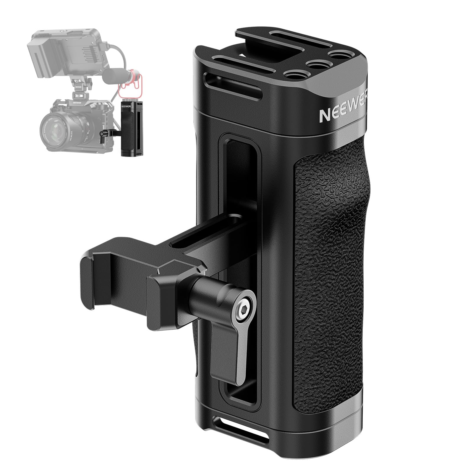 NEEWER Lightweight NATO Side Handle, Rig Grip for Camera Cage and Grip in Moulded Silicone, NATO Clamp 1/4" ColdShoe Threads, Vertical Adjustment, Compatible with SmallRig NEEWER Cage, CA068H