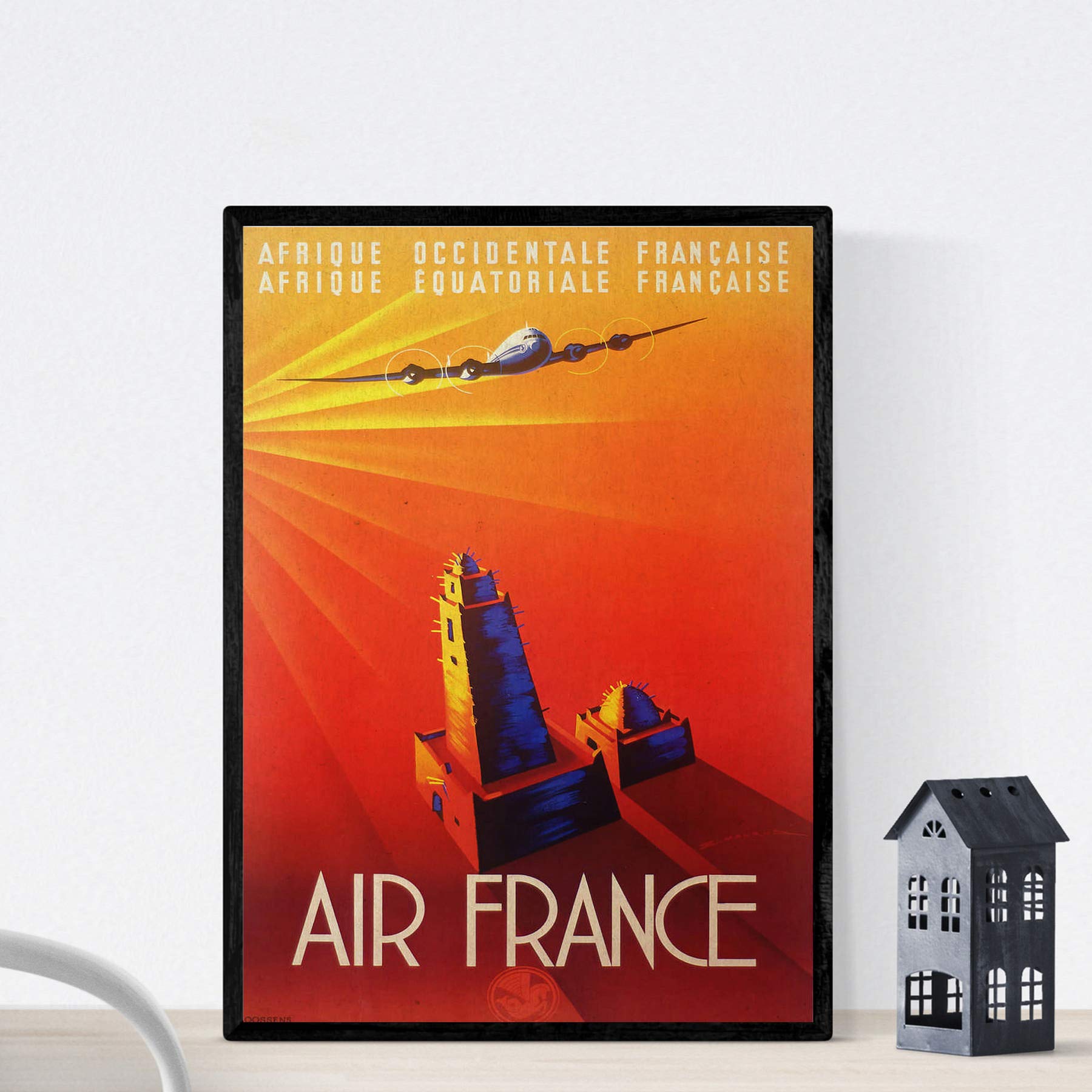 Nacnic Vintage Poster Vintage poster of France and Italy. Traveling with Air France. A4 size