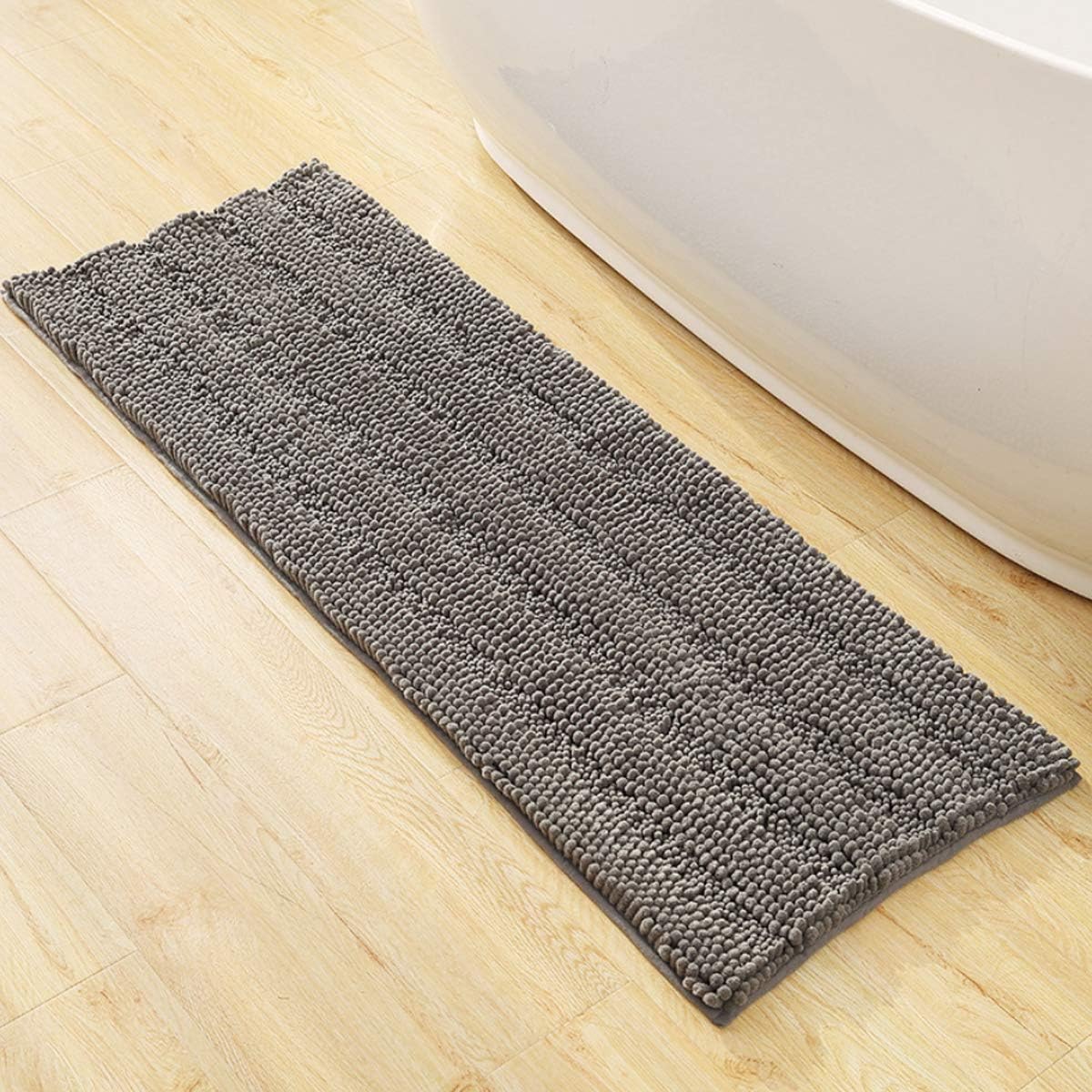 Bathroom Rugs Chenille Anti-Slip Mat Shaggy Super Soft Microfiber Water Absorption Machine Washable Bathroom Mat Used in Bedroom, Bathtub, Kitchen, Living Room (17X24inch, Gray): Kitchen & Dining