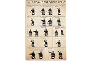 Motorcycle Gesture Knowledge Metal Sign Hand Signals For Group Riding Tin Poster Vintage Club Decor Home Office Room Wall Dec