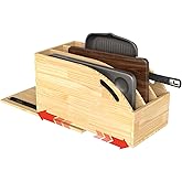 KUJIBGY Pull Out Cookie Sheet Organizer for Cabinet, Wooden Cutting Board Organizer Rack with Vertical Tray Dividers, for Storage Pans, Baking Tray, 10.5''W X 21" D X 10.6" H