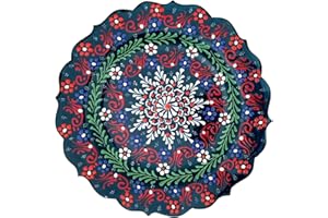 Ayennur Turkish Decorative Plate 9.85"(25cm) Handmade Ceramic Ornament For Home&Office Wall Hanging Decor (Green)