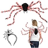 XunYee 2 Pcs Halloween Spider Costume for Adult LED 2025 Halloween Women Costume Large Plush Spider with Lights Hair Hoop