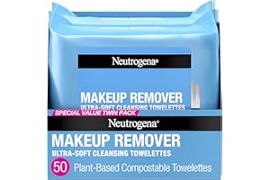 Neutrogena Makeup Remover Wipes, Ultra-Soft Cleansing Facial Towelettes for Waterproof Makeup, Alcohol-Free, Plant-Based, Twi