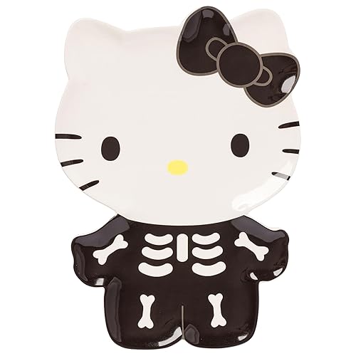 Silver Buffalo Sanrio Hello Kitty Halloween Spooky Skeleton Costume Ceramic Decorative Plate