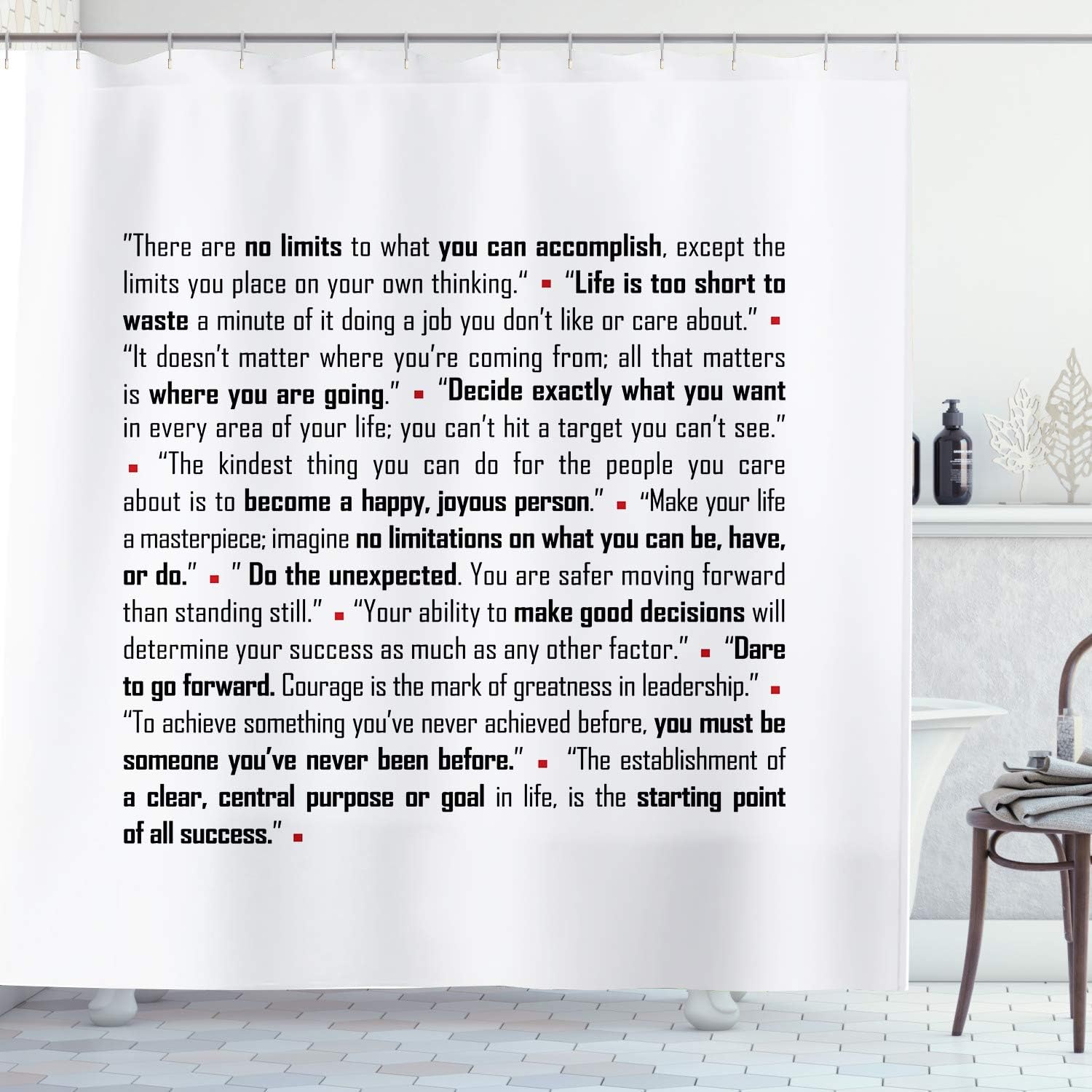 AMBZEK Motivational Quotes Shower Curtain Inspirational